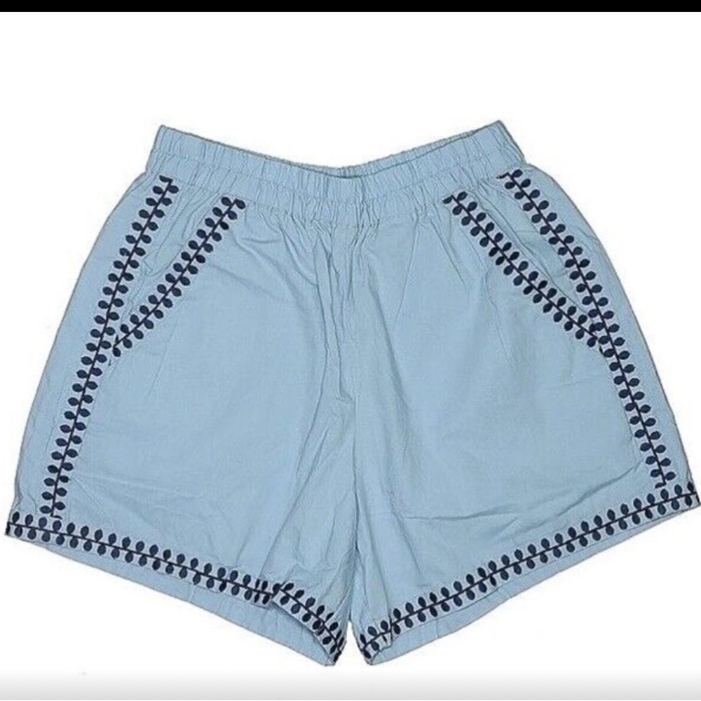 Julia Amory Shorts Blue Embroidered